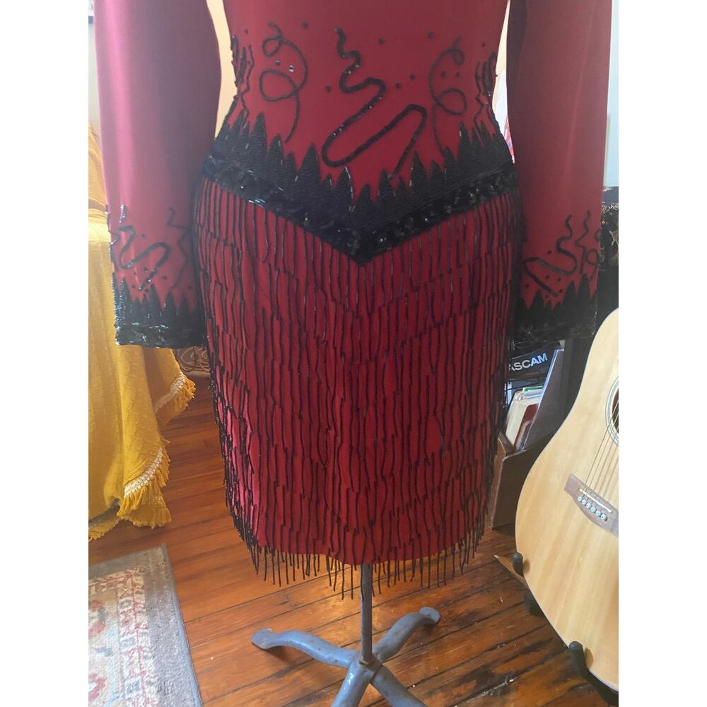 Fabrice Women's Red and Black Formal-dresses 1980s/90s Size 10 - Picture 3 of 11